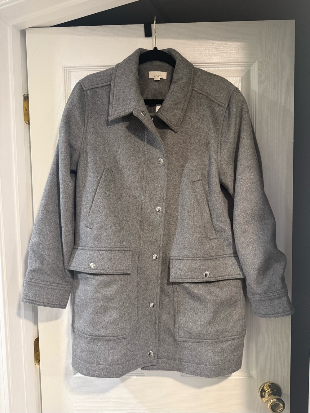 NWT Loft Women's Gray Wool-Blend Button Front Coat